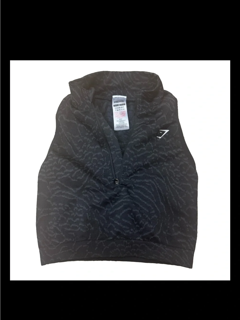 Gymshark Adapt Animal Seamless Crop Zip Sports Bra Tank Black Grey Size Small